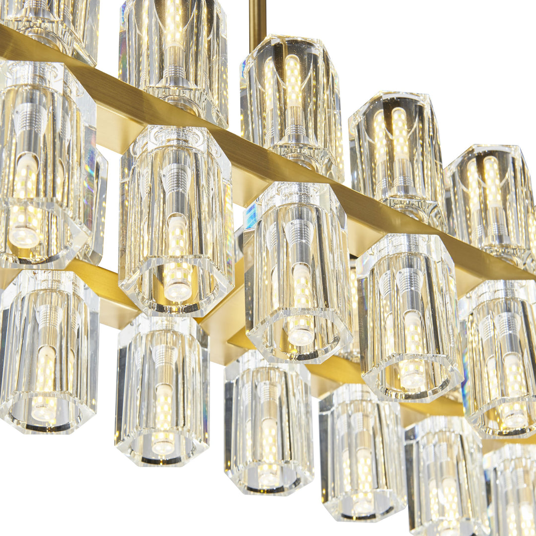 Anderson 60 Light Rectangular Chandelier, Crystal & Gold