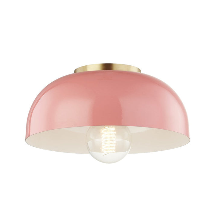 Avery Semi Flush 7" - Aged Brass/Pink