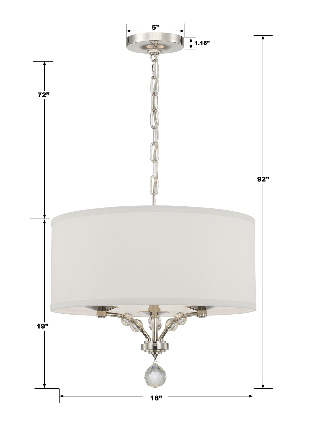 Crystorama Mirage 3 Light Polished Nickel Chandelier