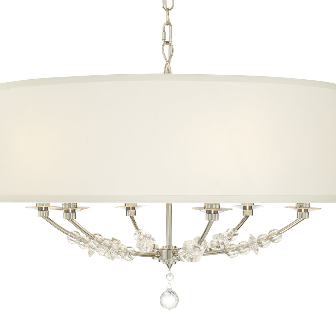 Crystorama Mirage 6 Light Polished Nickel Drum Shade Chandelier