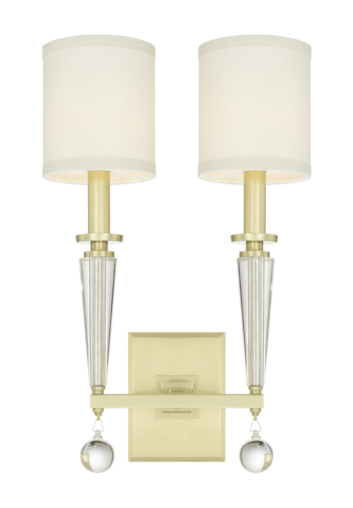 Crystorama Paxton 2 Light Aged Brass Sconce