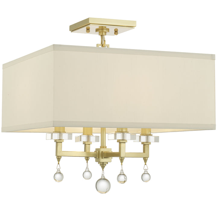 Crystorama Paxton 4 Light Aged Brass Semi Flush Mount