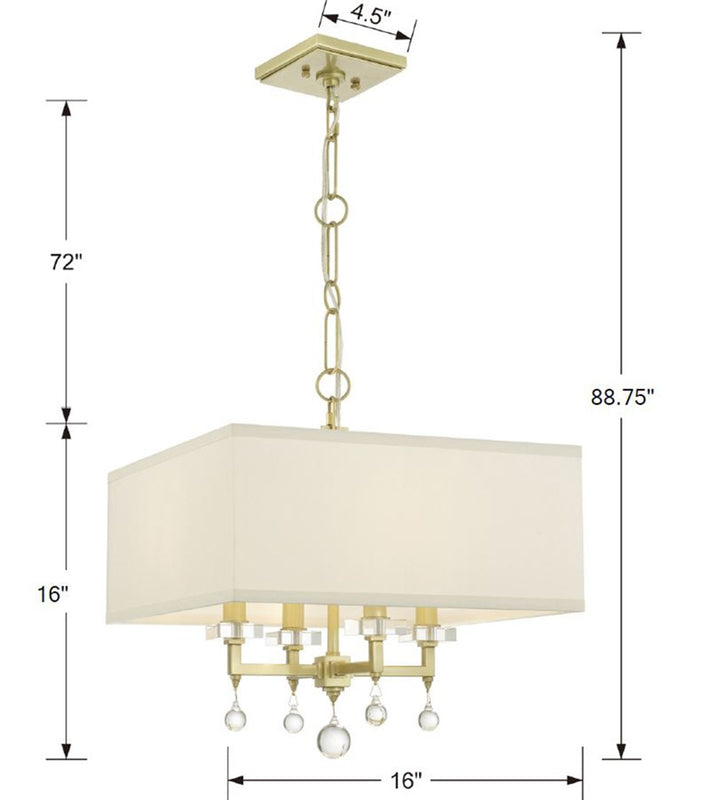 Crystorama Paxton 4 Light Aged Brass Semi Flush Mount