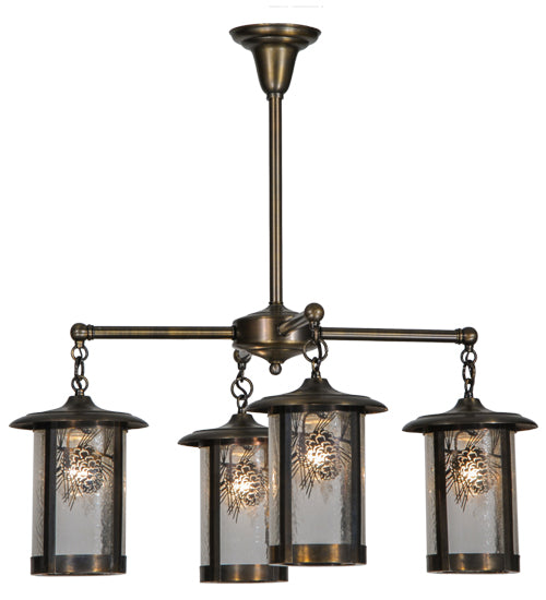 30"W Fulton Winter Pine 4 Lt Chandelier