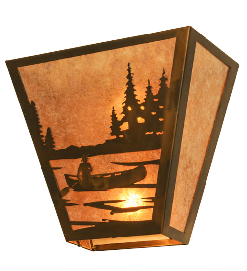 13" Wide Canoe At Lake Wall Sconce