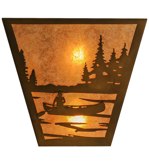 13" Wide Canoe At Lake Wall Sconce