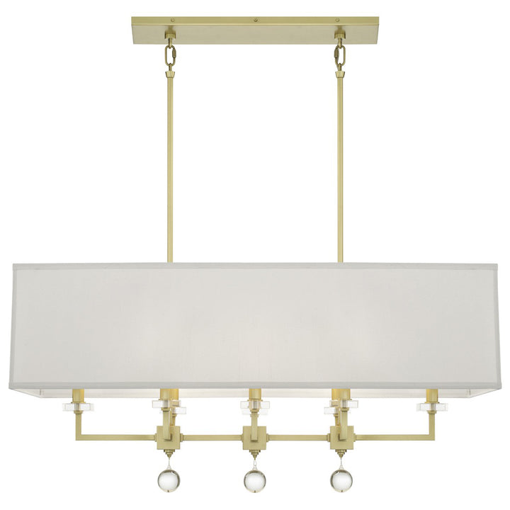 Crystorama Paxton 8 Light Aged Brass Linear Chandelier