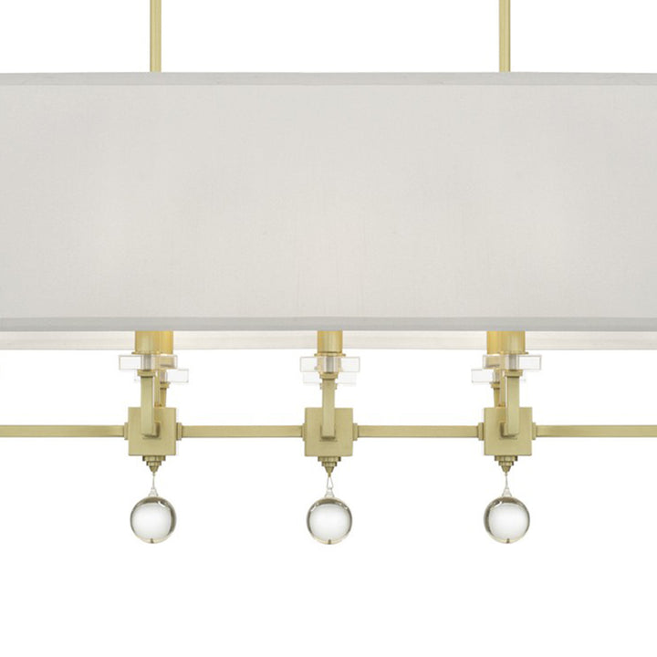 Crystorama Paxton 8 Light Aged Brass Linear Chandelier