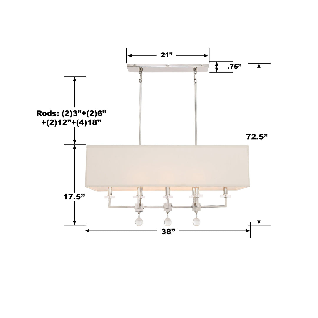 Crystorama Paxton 8 Light Aged Brass Linear Chandelier