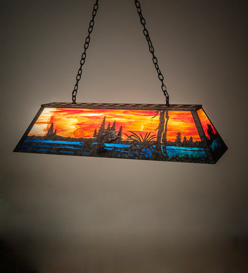 48" Long Leaping Bass Oblong Pendant