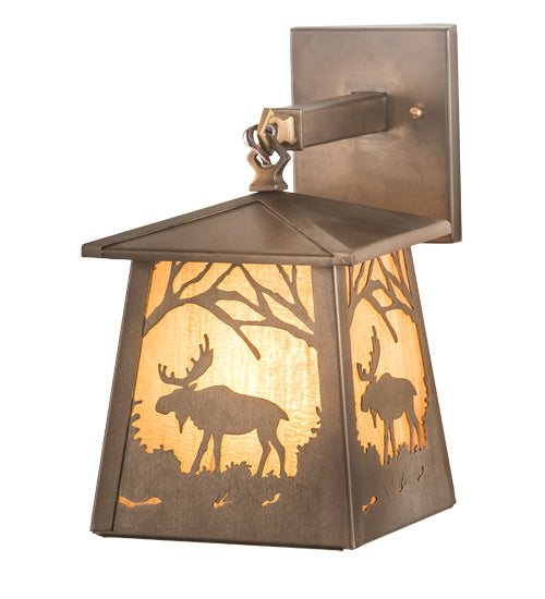 7" Wide Moose At Dawn Hanging Wall Sconce