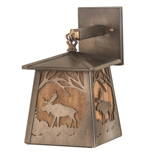 7" Wide Moose At Dawn Hanging Wall Sconce