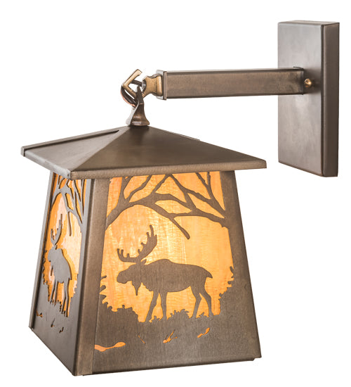 7" Wide Moose At Dawn Hanging Wall Sconce