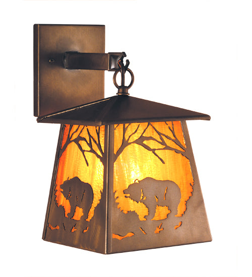 7.5"W Grizzly Bear At Dawn Hanging Wall Sconce