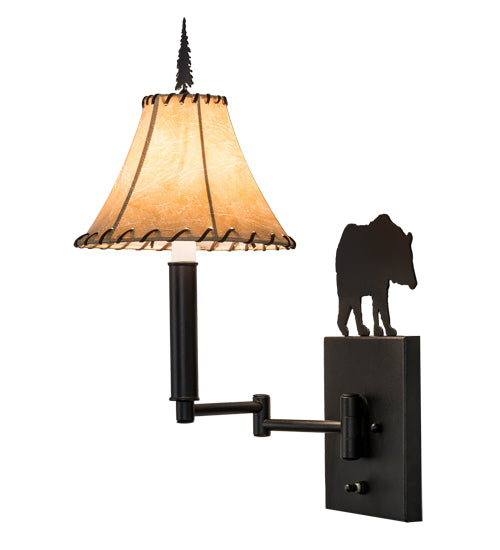 8"W Black Bear Swing Arm Wall Sconce