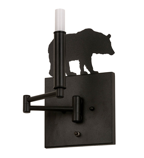 8"W Black Bear Swing Arm Wall Sconce