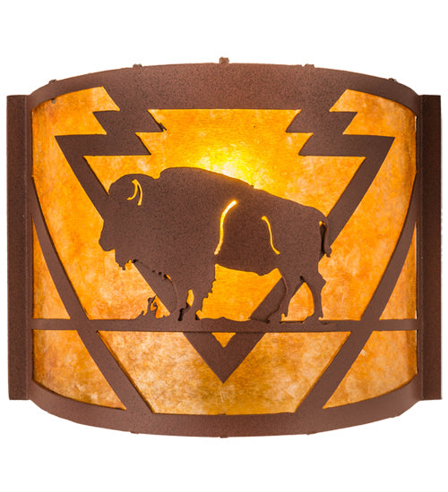 12" Wide Lone Buffalo Wall Sconce