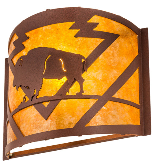 12" Wide Lone Buffalo Wall Sconce