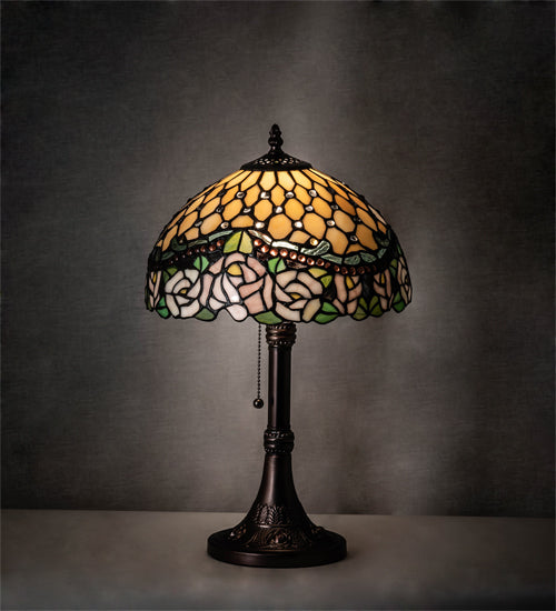 19" High Jeweled Rose Table Lamp