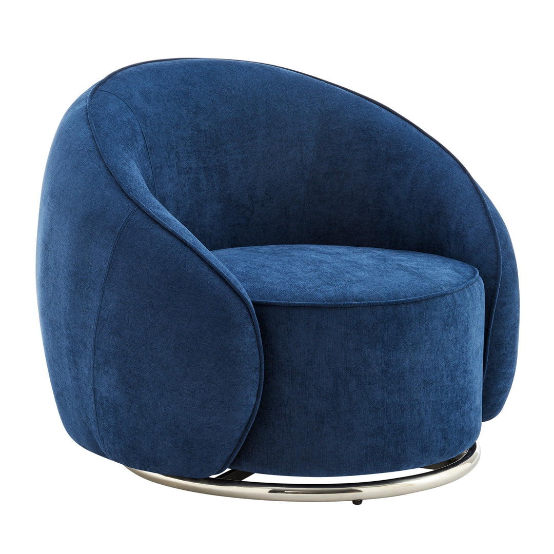 Finesse Decor Sapphire Swing Luxury Swivel Accent Chair // Blue and Chrome