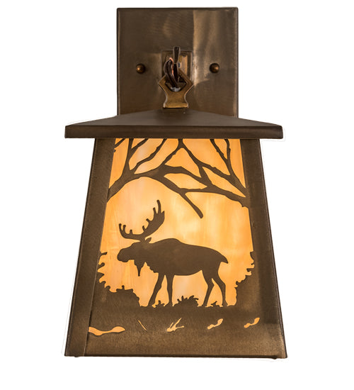 7" Wide Moose At Dawn Hanging Wall Sconce