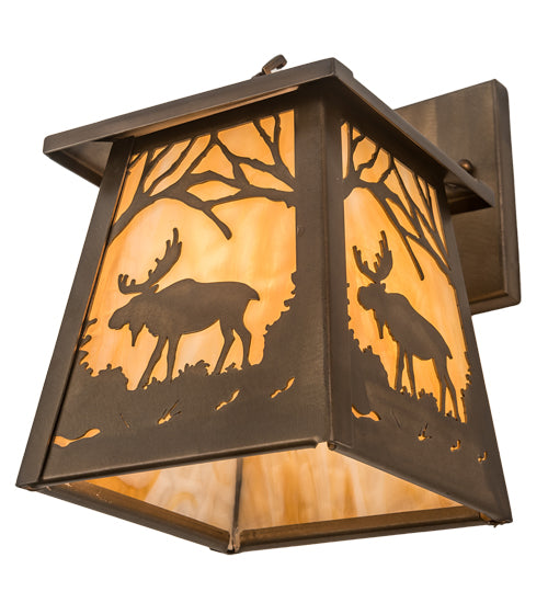 7" Wide Moose At Dawn Hanging Wall Sconce