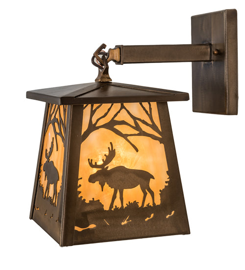 7" Wide Moose At Dawn Hanging Wall Sconce