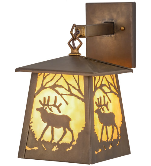 7"W Elk At Dawn Hanging Wall Sconce