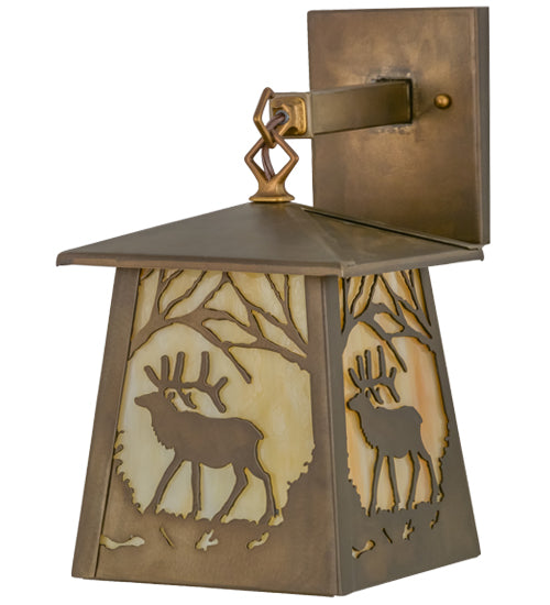 7"W Elk At Dawn Hanging Wall Sconce