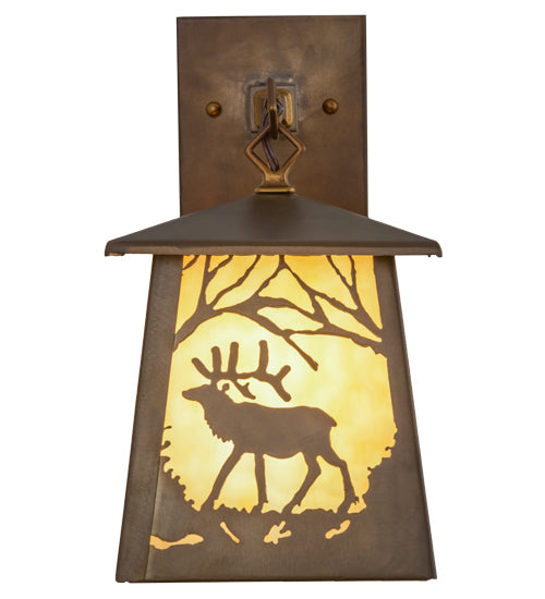 7"W Elk At Dawn Hanging Wall Sconce