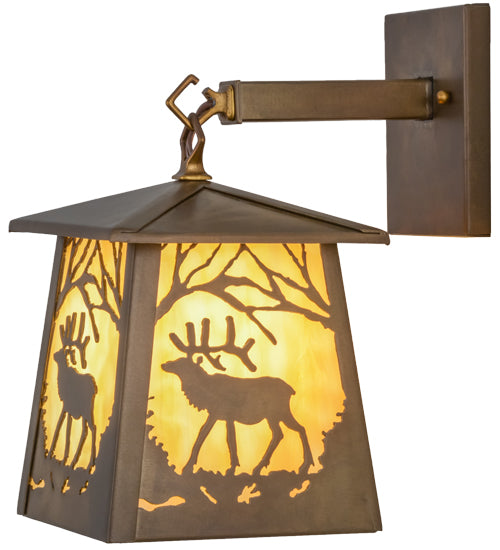 7"W Elk At Dawn Hanging Wall Sconce