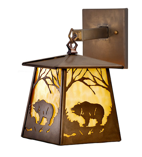 7.5"W Grizzly Bear At Dawn Hanging Wall Sconce