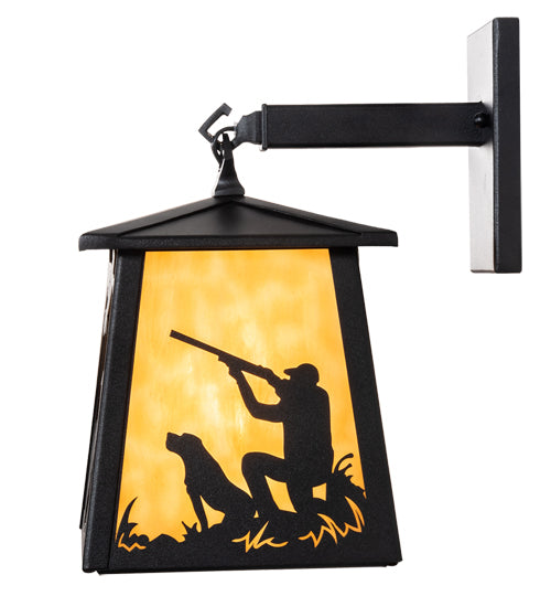 7" Wide Duck Hunter W/Dog Hanging Wall Sconce