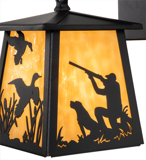 7" Wide Duck Hunter W/Dog Hanging Wall Sconce