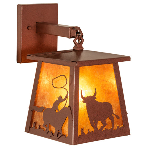 7.5" Wide Cowboy & Steer Hanging Wall Sconce