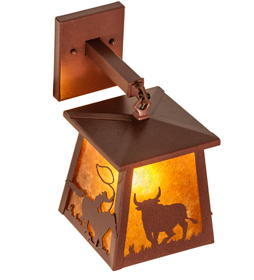 7.5" Wide Cowboy & Steer Hanging Wall Sconce