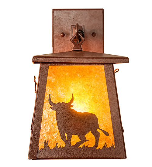 7.5" Wide Cowboy & Steer Hanging Wall Sconce