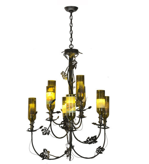 34"W Tuscan Vineyard 9 Arm Wine Bottle Chandelier