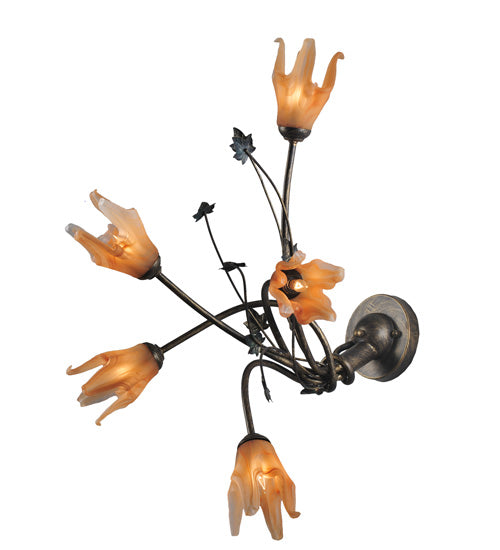 20"W Blossoming Tigerlily 5 Lt Wall Sconce