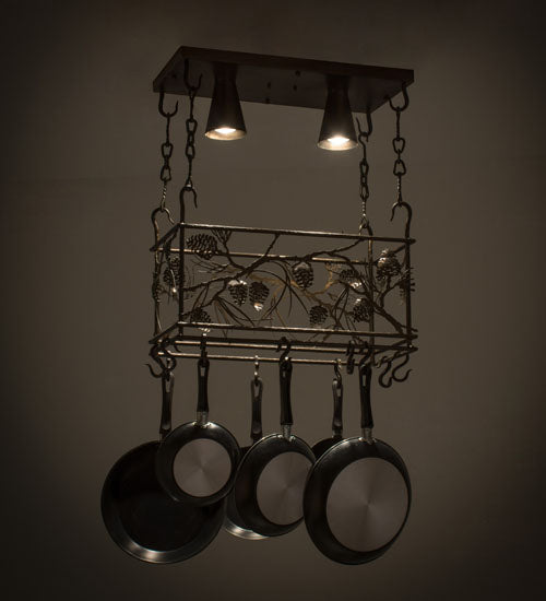 24" Long Whispering Pines 2 Light Pot Rack