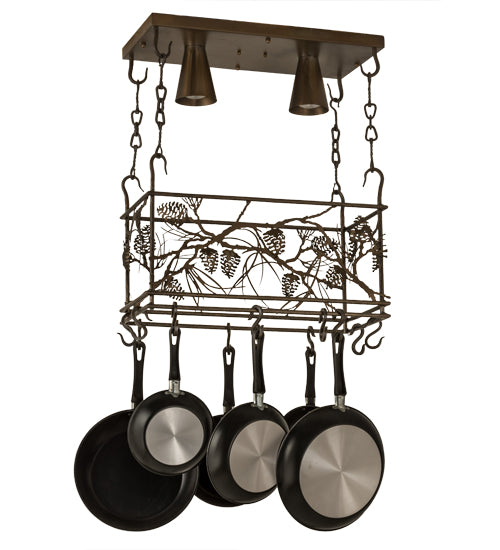 24" Long Whispering Pines 2 Light Pot Rack