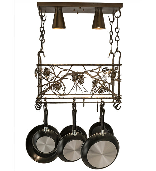 24" Long Whispering Pines 2 Light Pot Rack