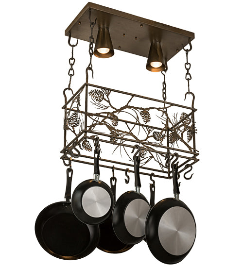 24" Long Whispering Pines 2 Light Pot Rack