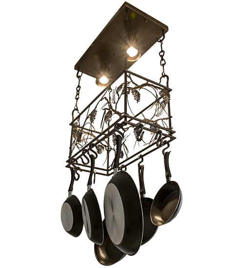 24" Long Whispering Pines 2 Light Pot Rack