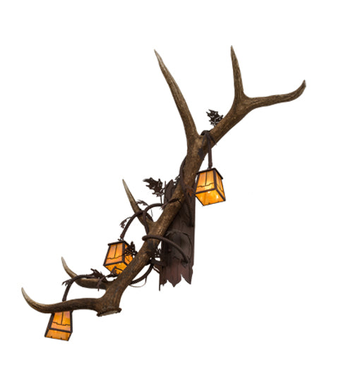 46" Wide Antlers Elk 3 Light Wall Sconce