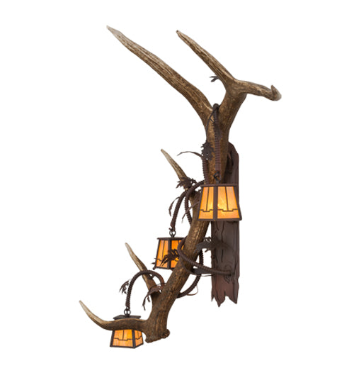 46" Wide Antlers Elk 3 Light Wall Sconce