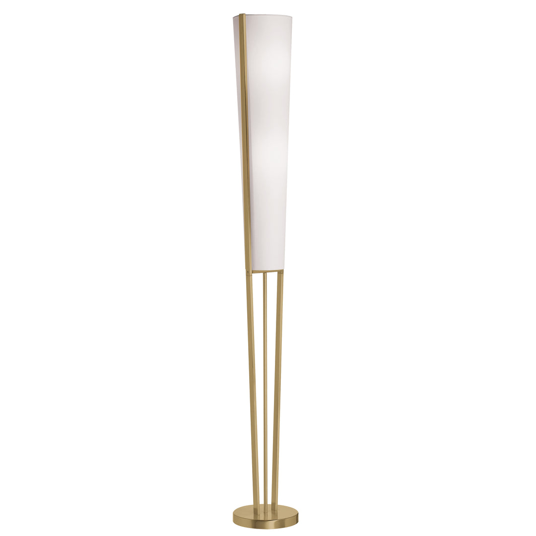 Dainolite 2 Light Incandescent Floor Lamp, Aged Brass with White Shade