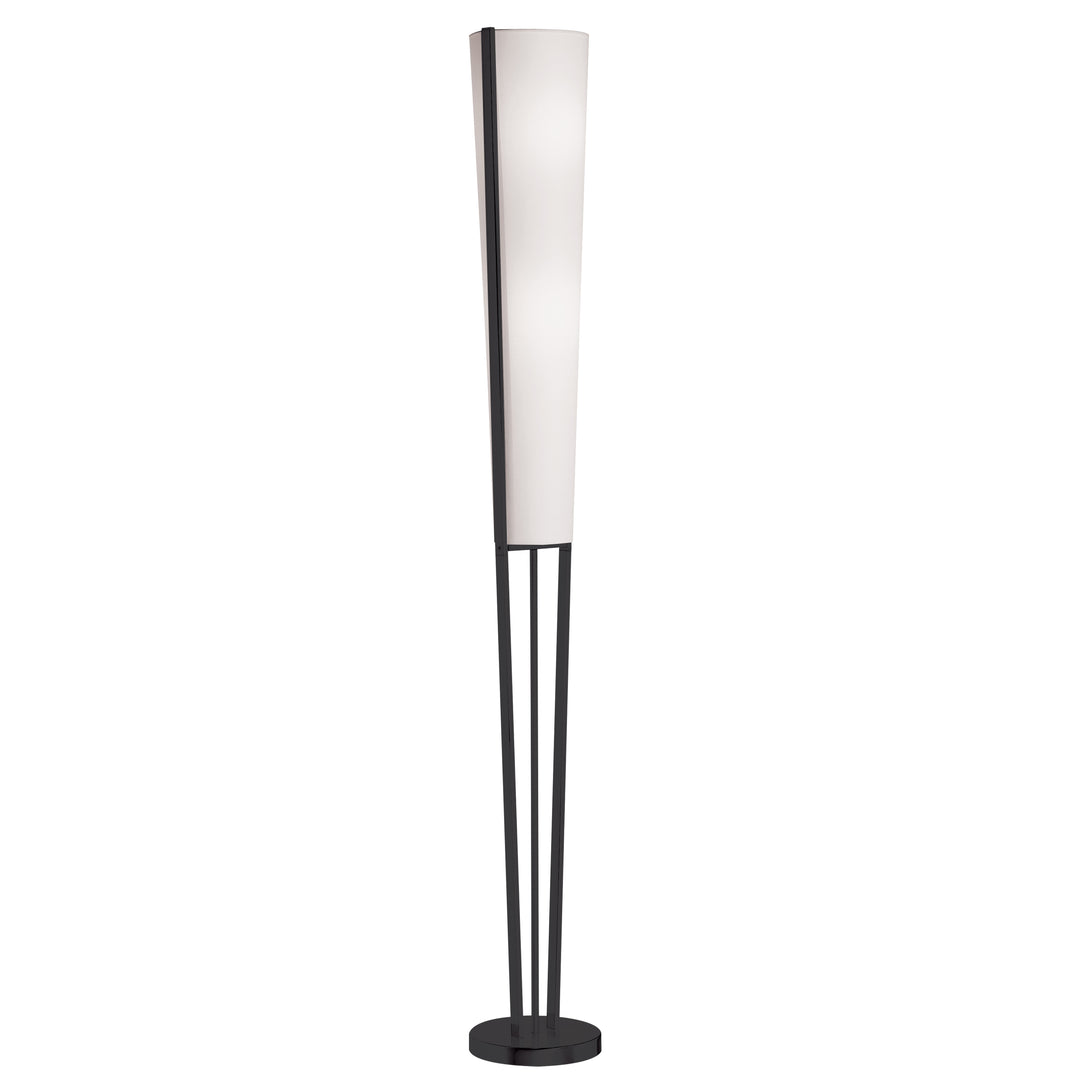 Dainolite 2 Light Incandescent Floor Lamp, Aged Brass with White Shade