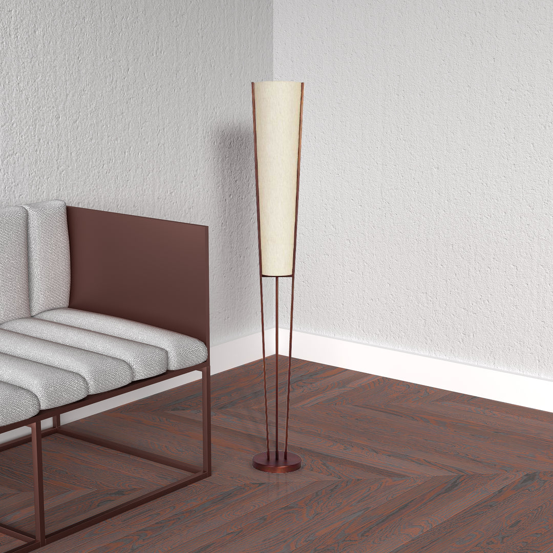 Dainolite 2 Light Incandescent Floor Lamp, Aged Brass with White Shade