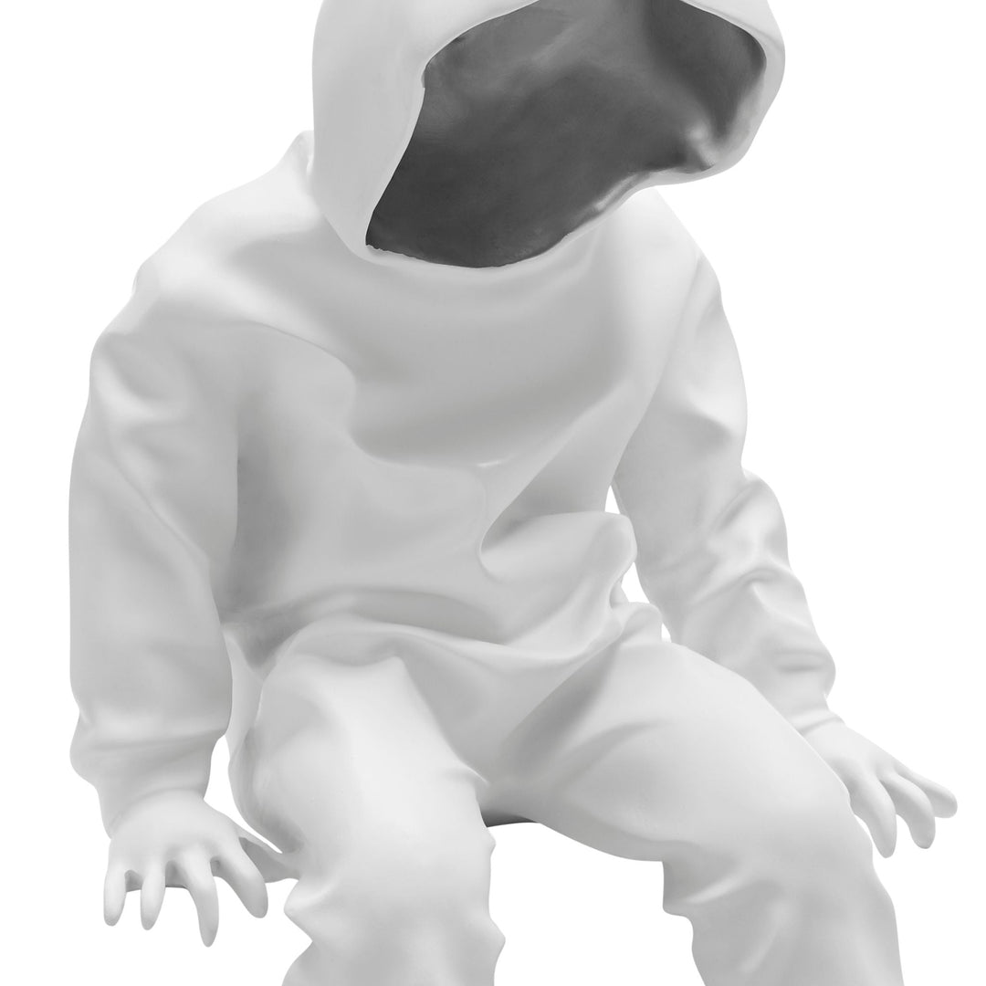 Cool Dude with Hoodie Sculpture // White & Chrome